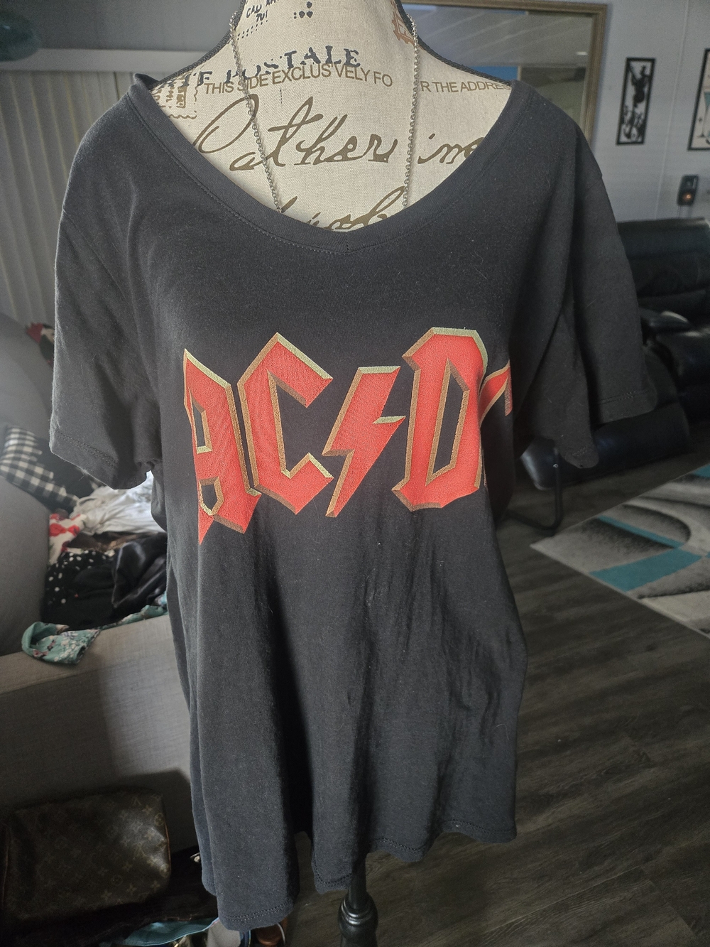 AC/DC T-shirt With V Neck . Womens Size XL